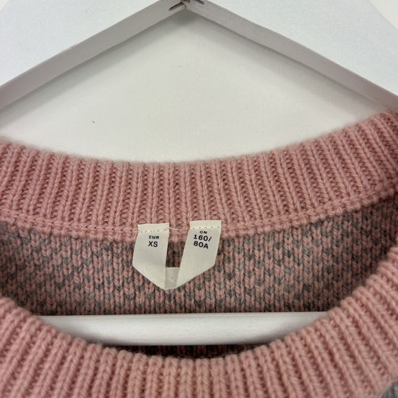 Arket 100% Wool Sweater Vest Size XS Grey Pink Check Knit Tank Jumper - Picture 6 of 7